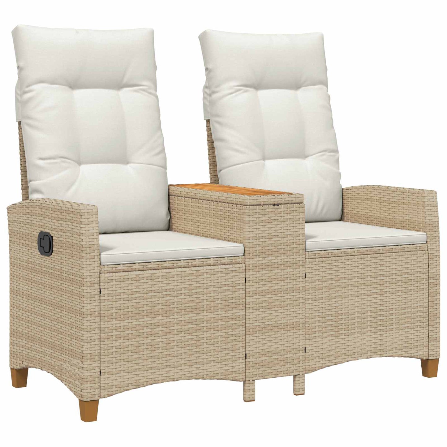 Liegebank mit Tisch 2 -Seater 126 x 65 x 112 cm Poly-Rattan