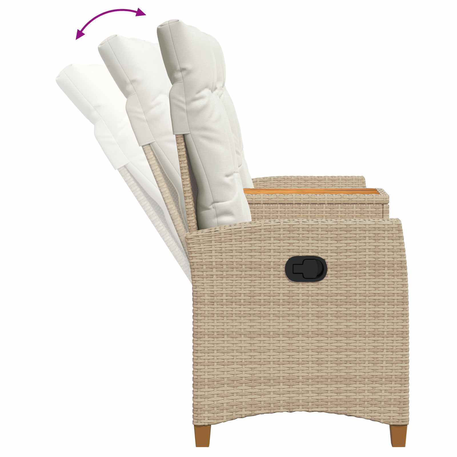Liegebank mit Tisch 2 -Seater 126 x 65 x 112 cm Poly-Rattan
