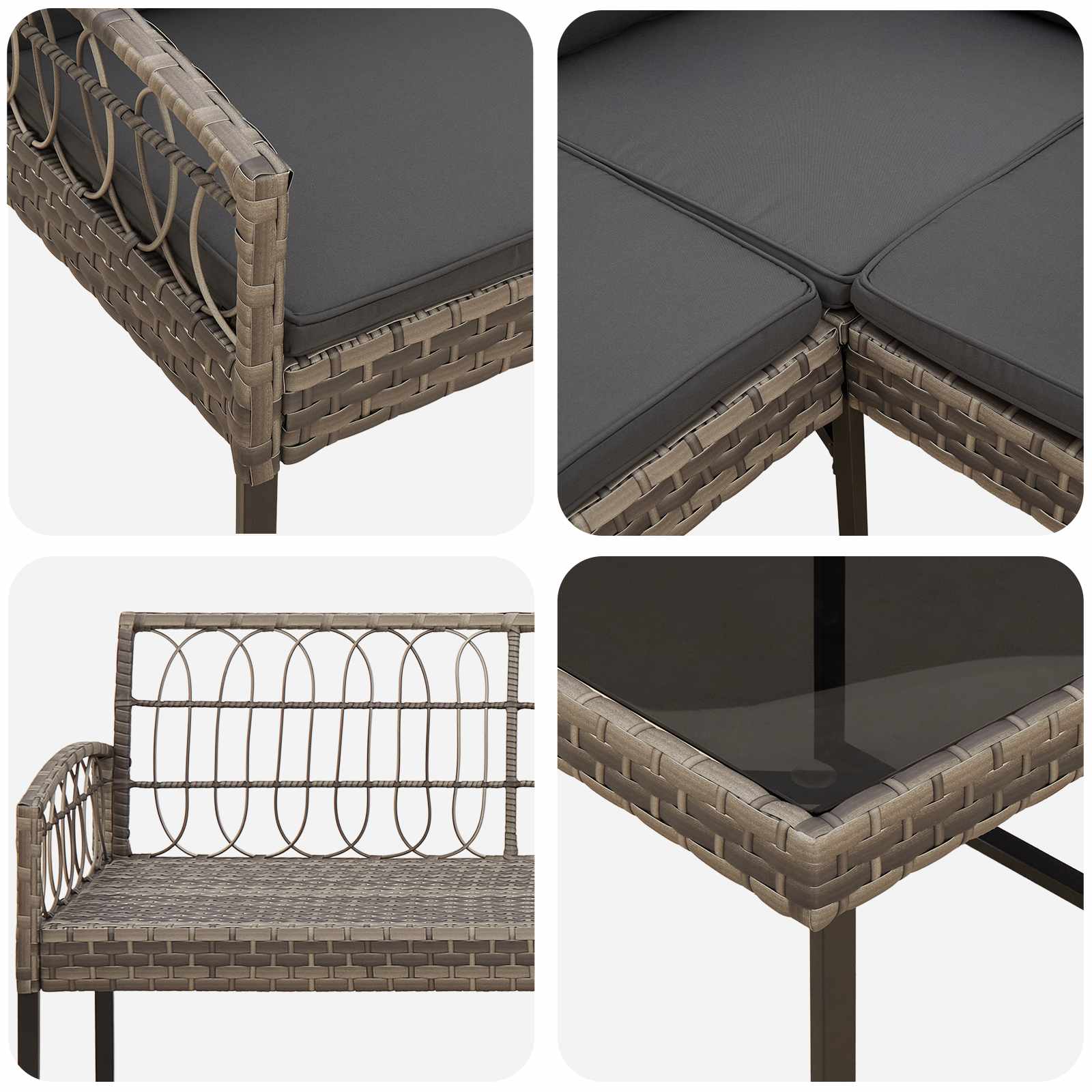 Gartensofa-set 2 Stk. Grau Poly Rattan Stahl