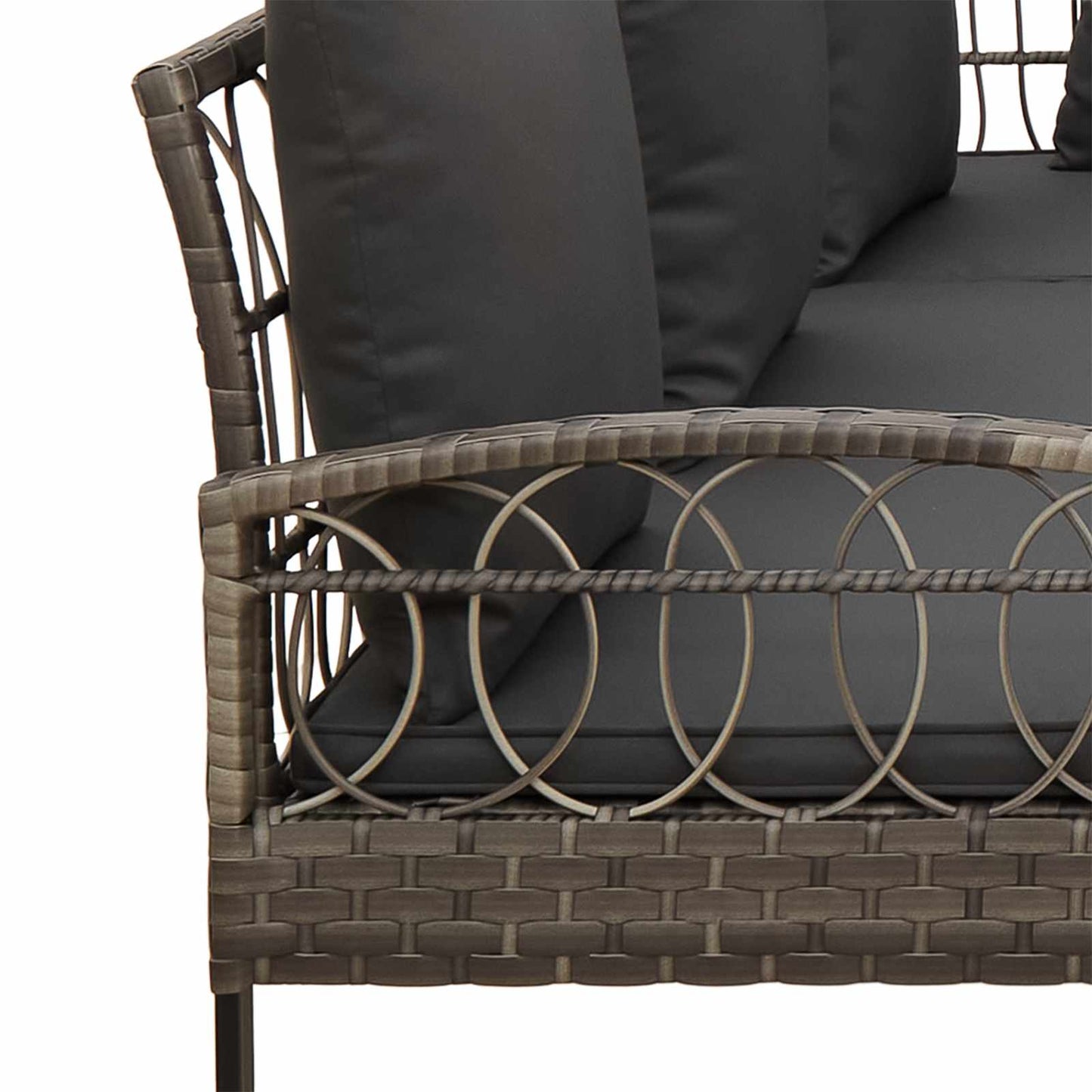 Gartensofa-set 2 Stk. Grau Poly Rattan Stahl