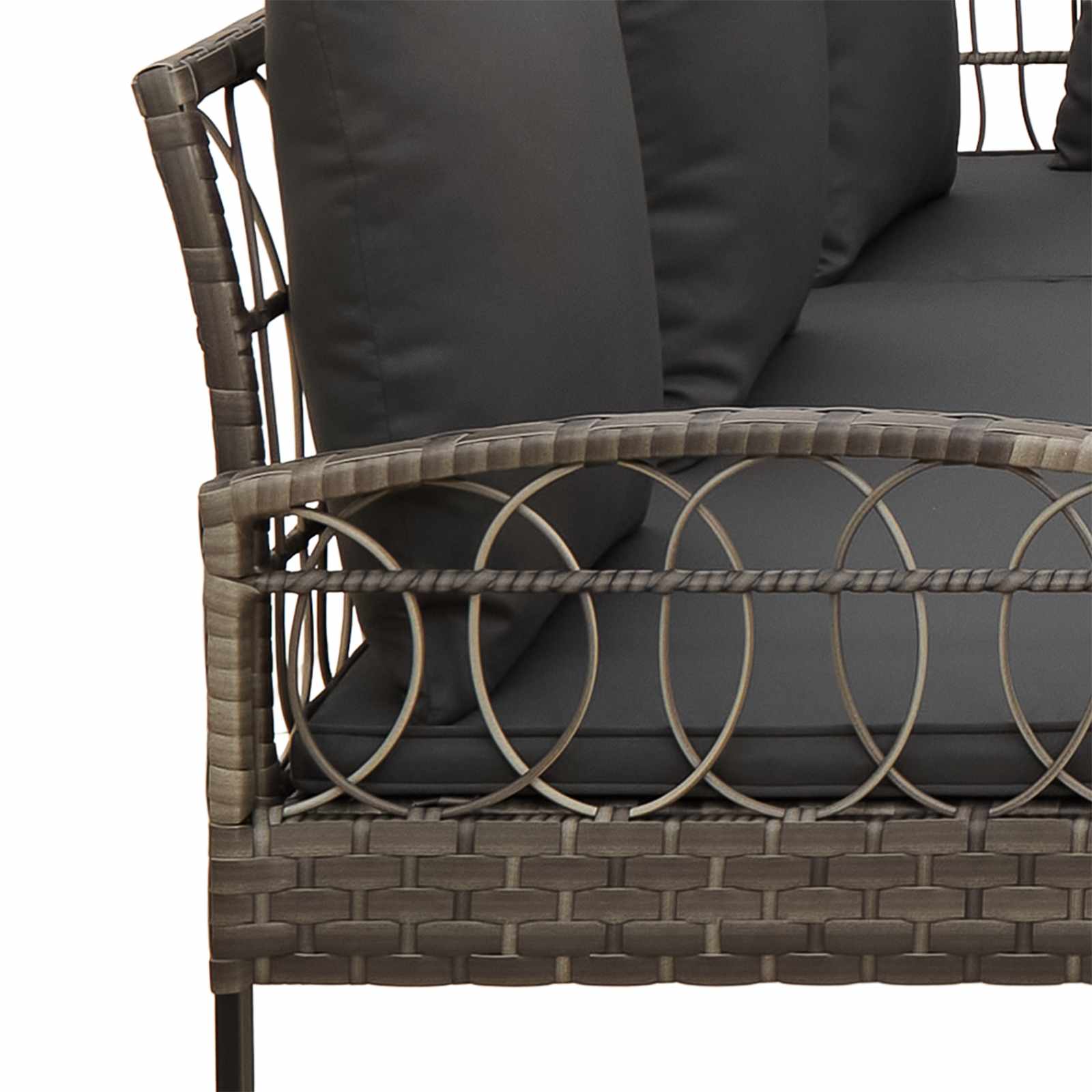 Gartensofa-set 2 stk. Grau Poly Rattan Stahl