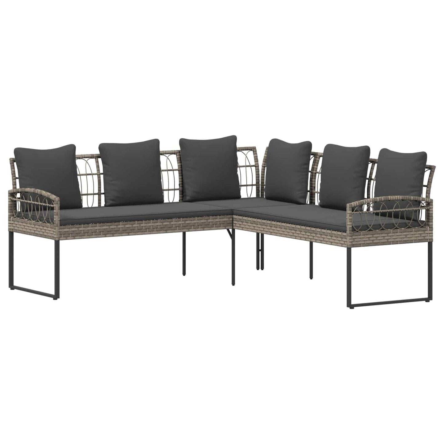 Gartensofa-set 2 Stk. Grau Poly Rattan Stahl