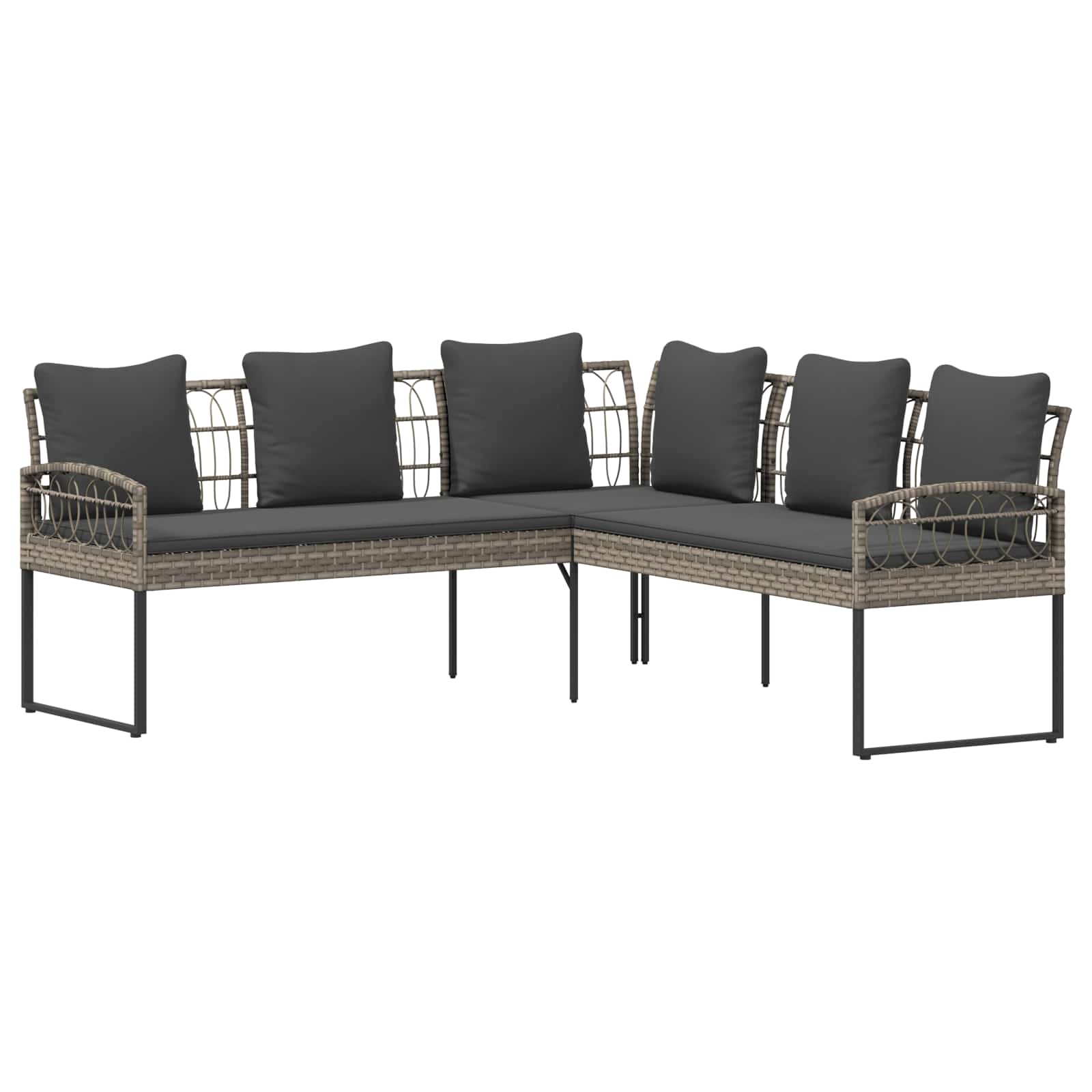 Gartensofa-set 2 Stk. Grau Poly Rattan Stahl