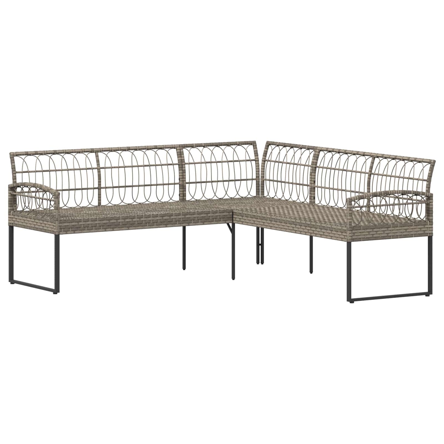 Gartensofa-set 2 Stk. Grau Poly Rattan Stahl