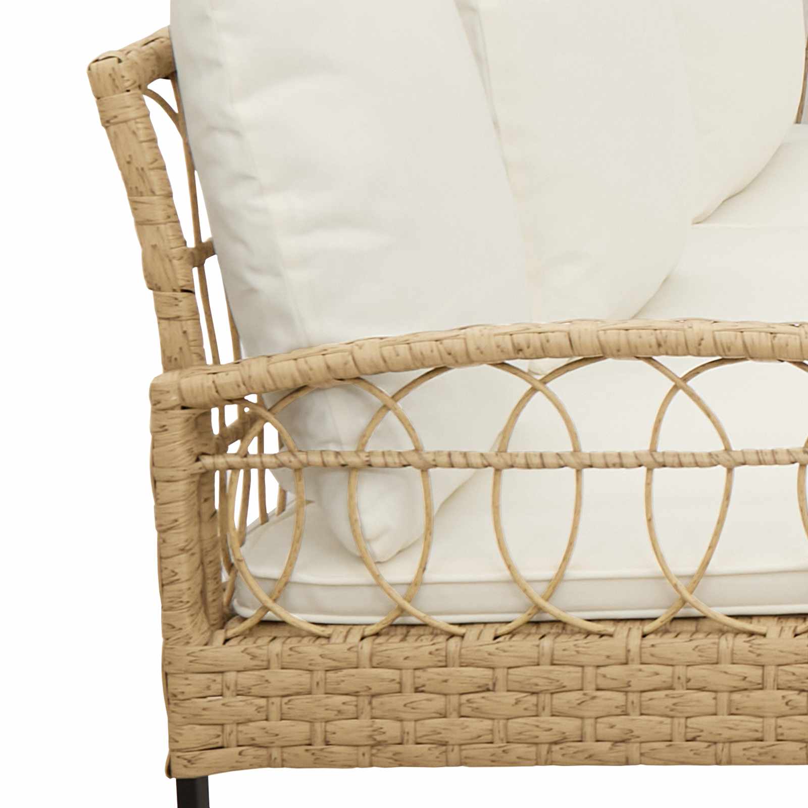 Gartensofa-set 2 Stk. Natur Poly Rattan Stahl