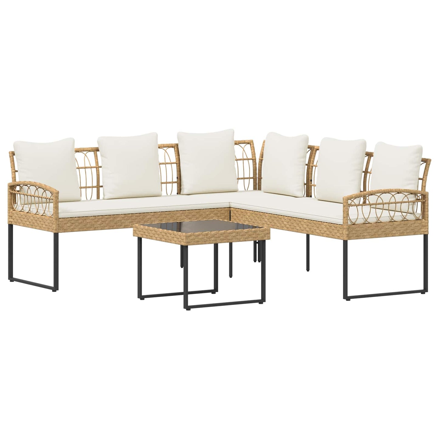 Gartensofa-set 2 Stk. Natur Poly Rattan Stahl