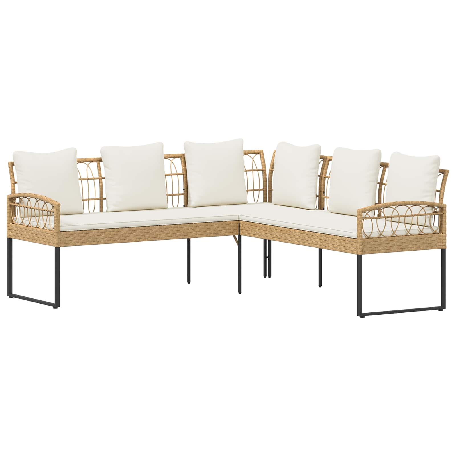 Gartensofa-set 2 Stk. Natur Poly Rattan Stahl