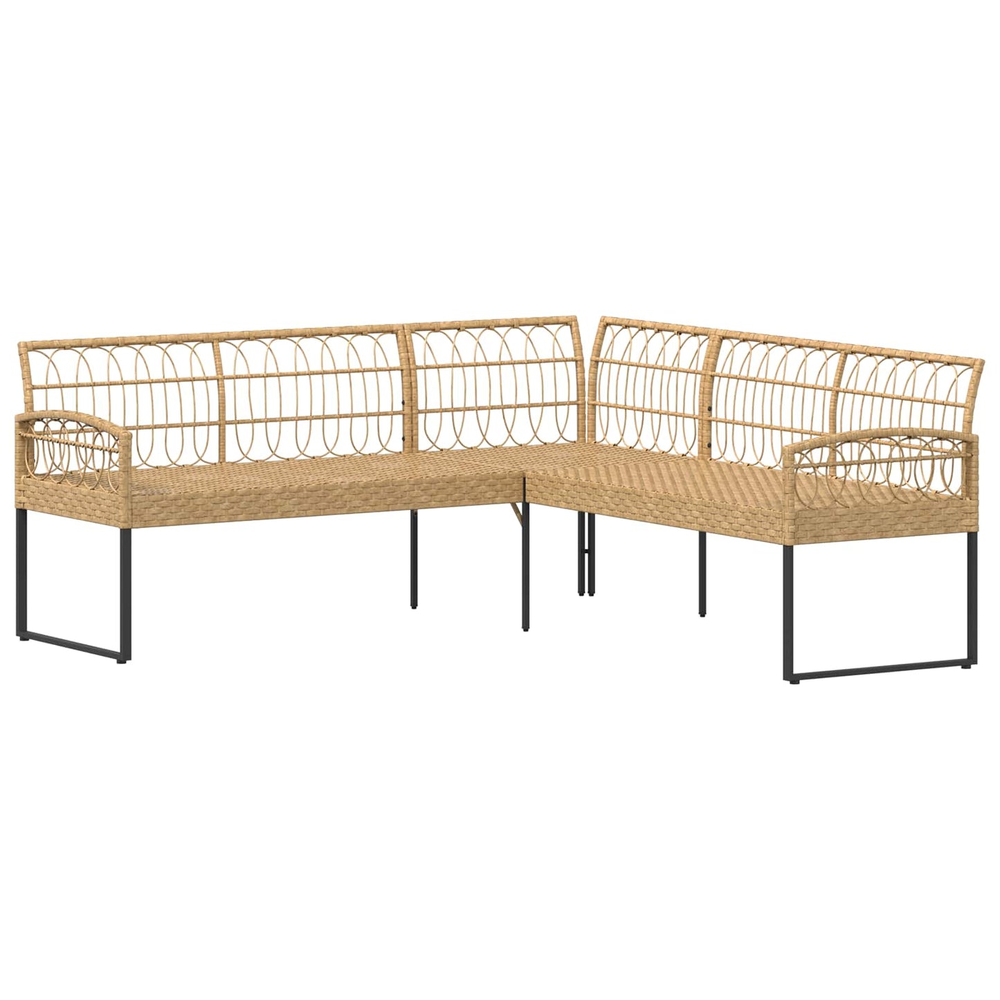Gartensofa-set 2 Stk. Natur Poly Rattan Stahl