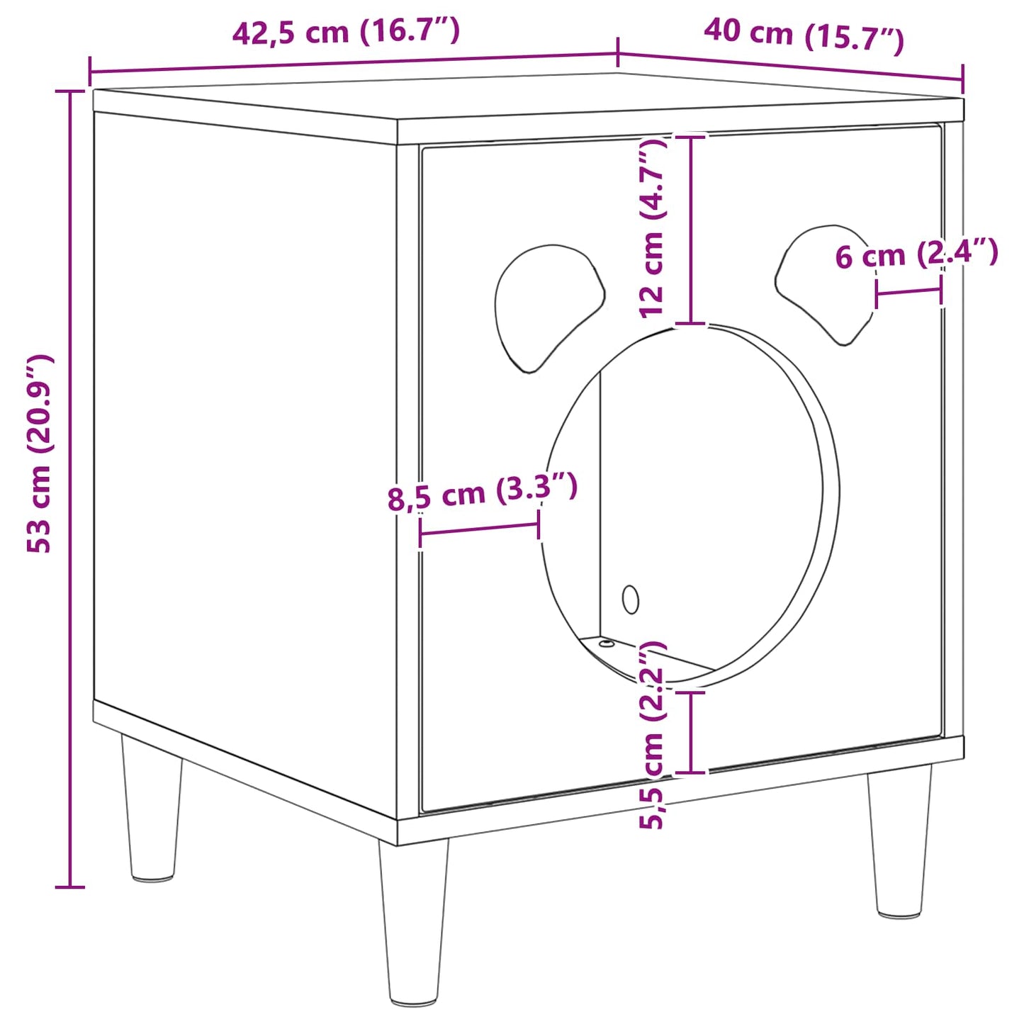 Katzenhaus Schwarz 42,5 x 40 x 53 cm Holzwerkstoff