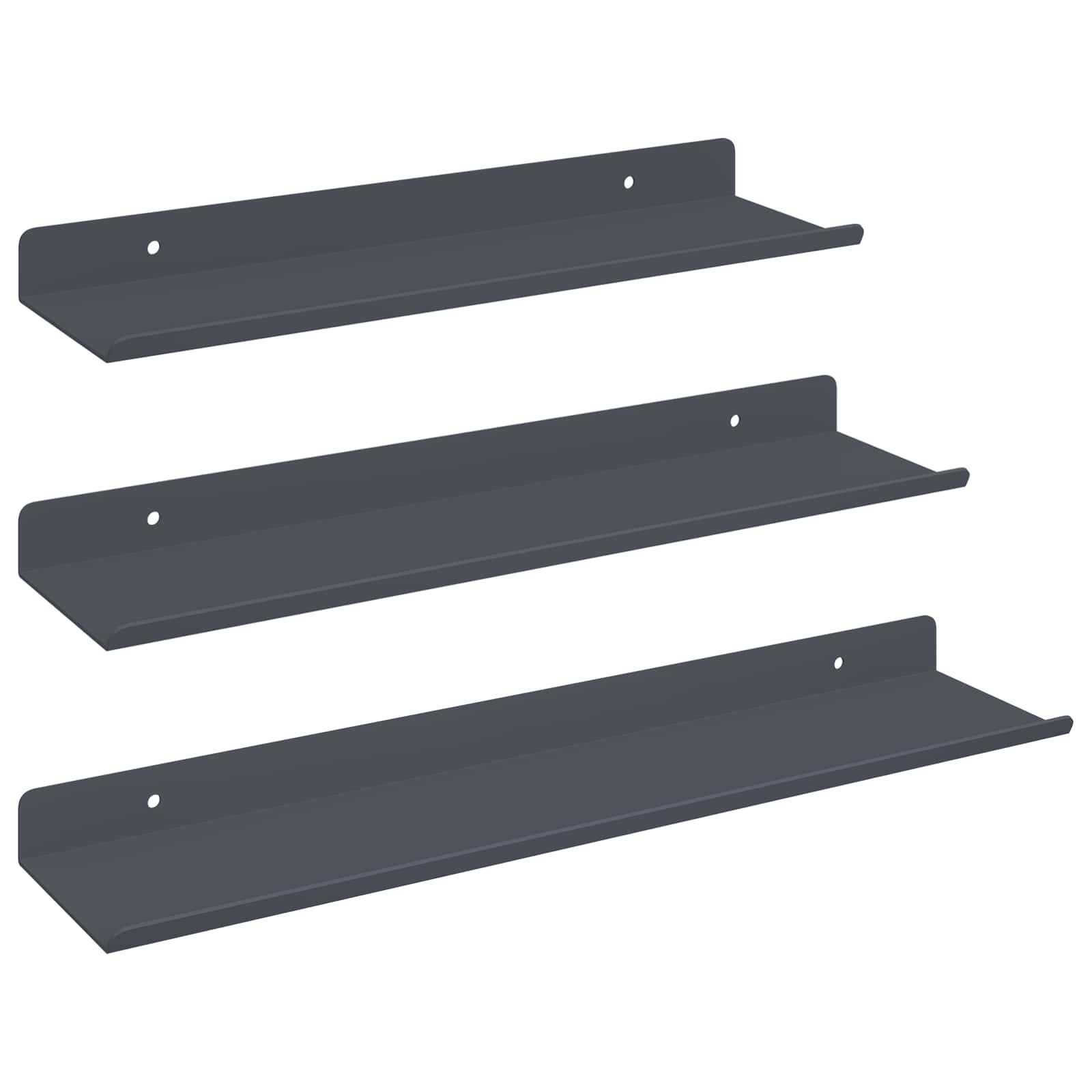 Schwebendes Regal 3 stk. Anthrazit 40 x 9 x 2,5 cm Stahl