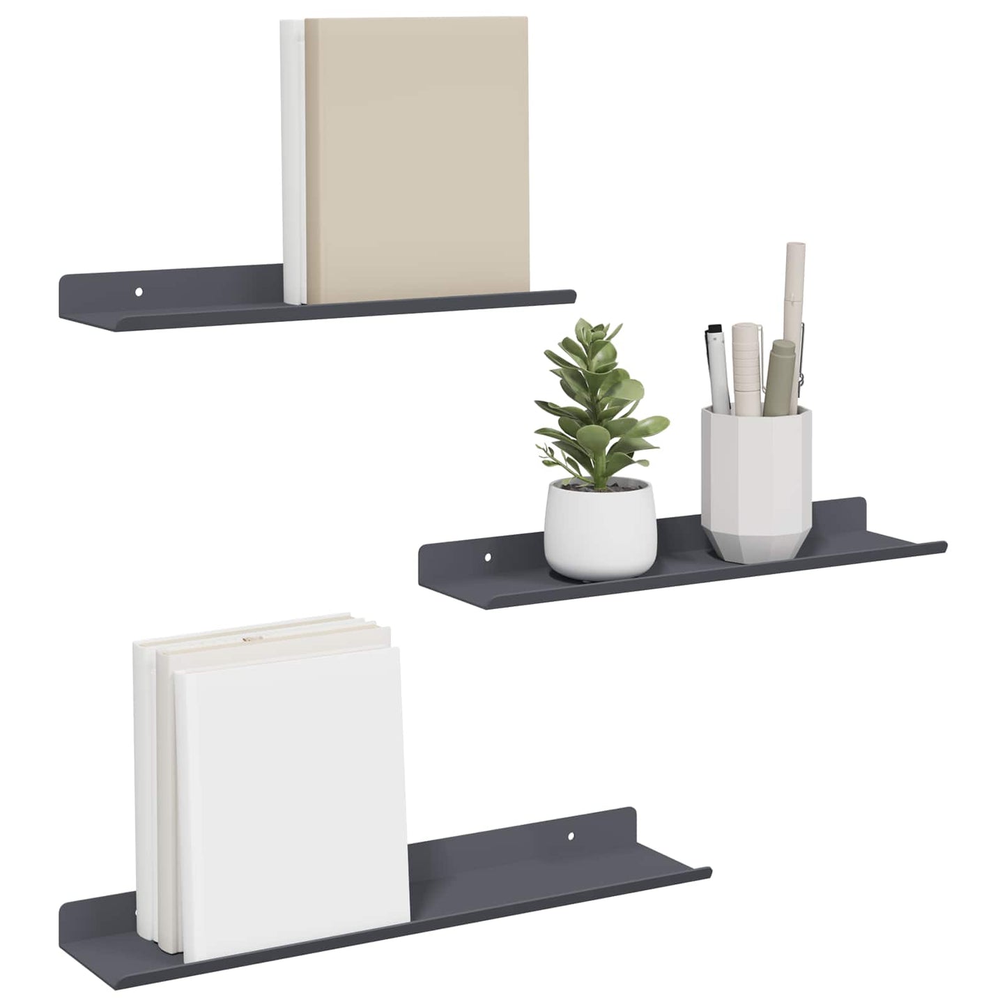 Schwebendes Regal 3 stk. Anthrazit 40 x 9 x 2,5 cm Stahl