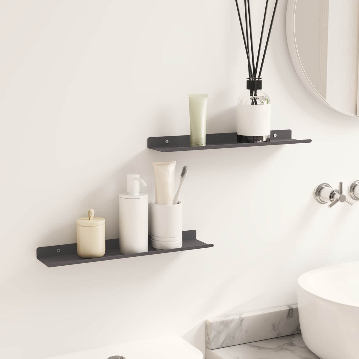 Schwebendes Regal 2 stk. Schwarz 40 x 9 x 2,5 cm Stahl
