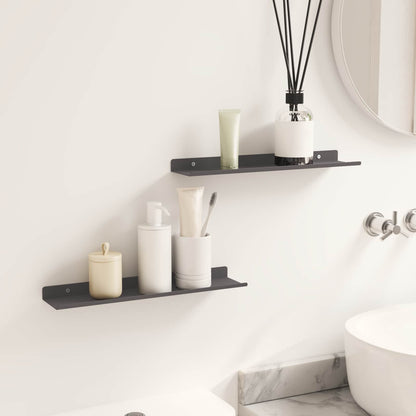 Schwebendes Regal 2 stk. Schwarz 40 x 9 x 2,5 cm Stahl