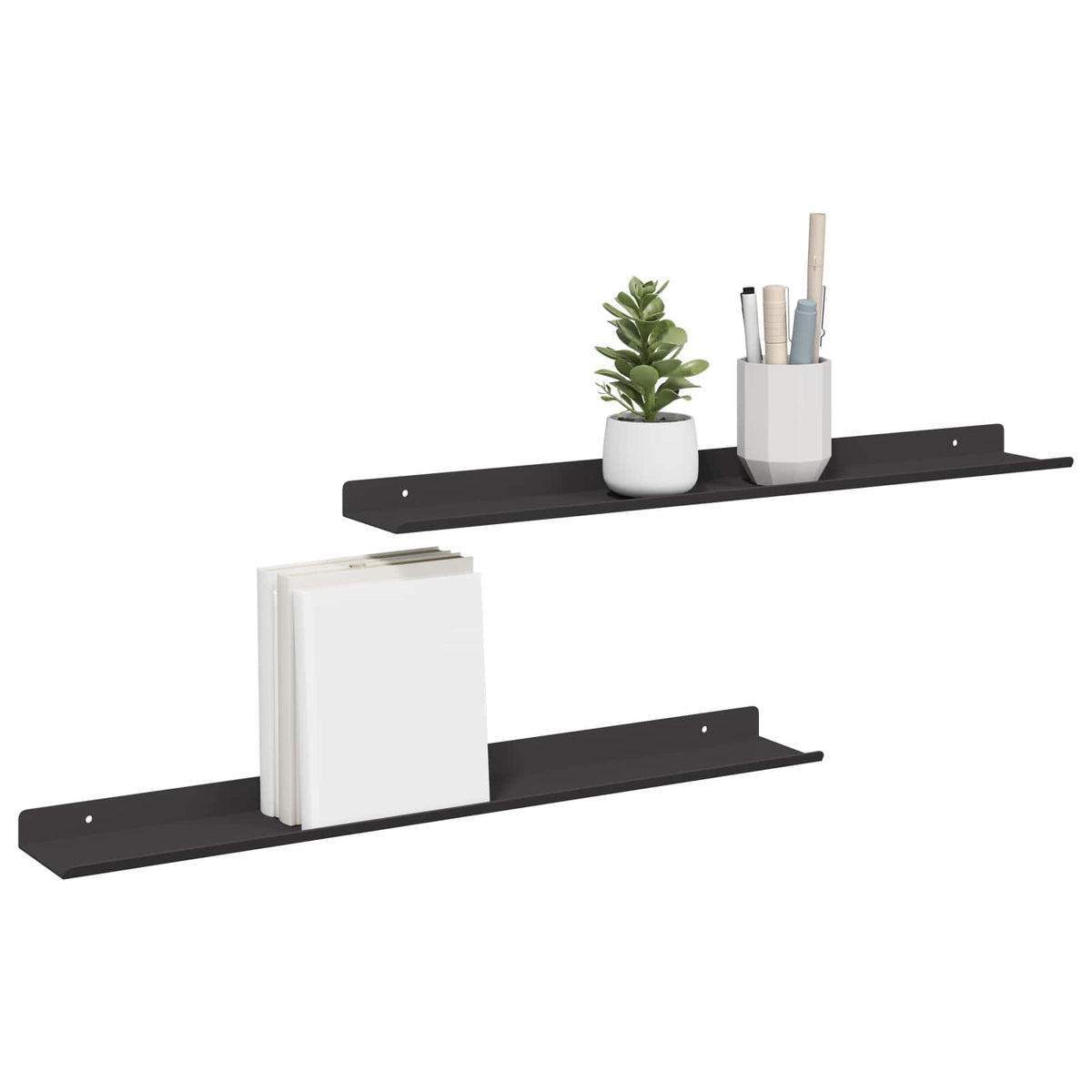 Schwebendes Regal 2 stk. Schwarz 60 x 9 x 2,5 cm Stahl