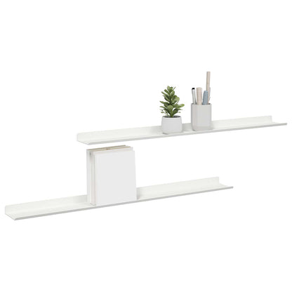 Schwebendes Regal 2 stk. Weiß 80 x 9 x 2,5 cm Stahl