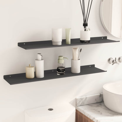 Schwebendes Regal 2 stk. Schwarz 80 x 18 x 2,5 cm Stahl
