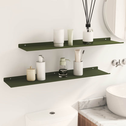 Schwebendes Regal 2 stk. Olive Grün 80 x 18 x 2,5 cm Stahl