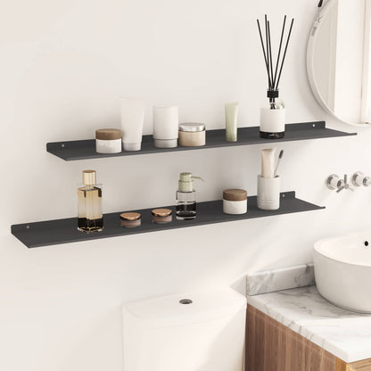 Schwebendes Regal 2 stk. Schwarz 100 x 18 x 2,5 cm Stahl