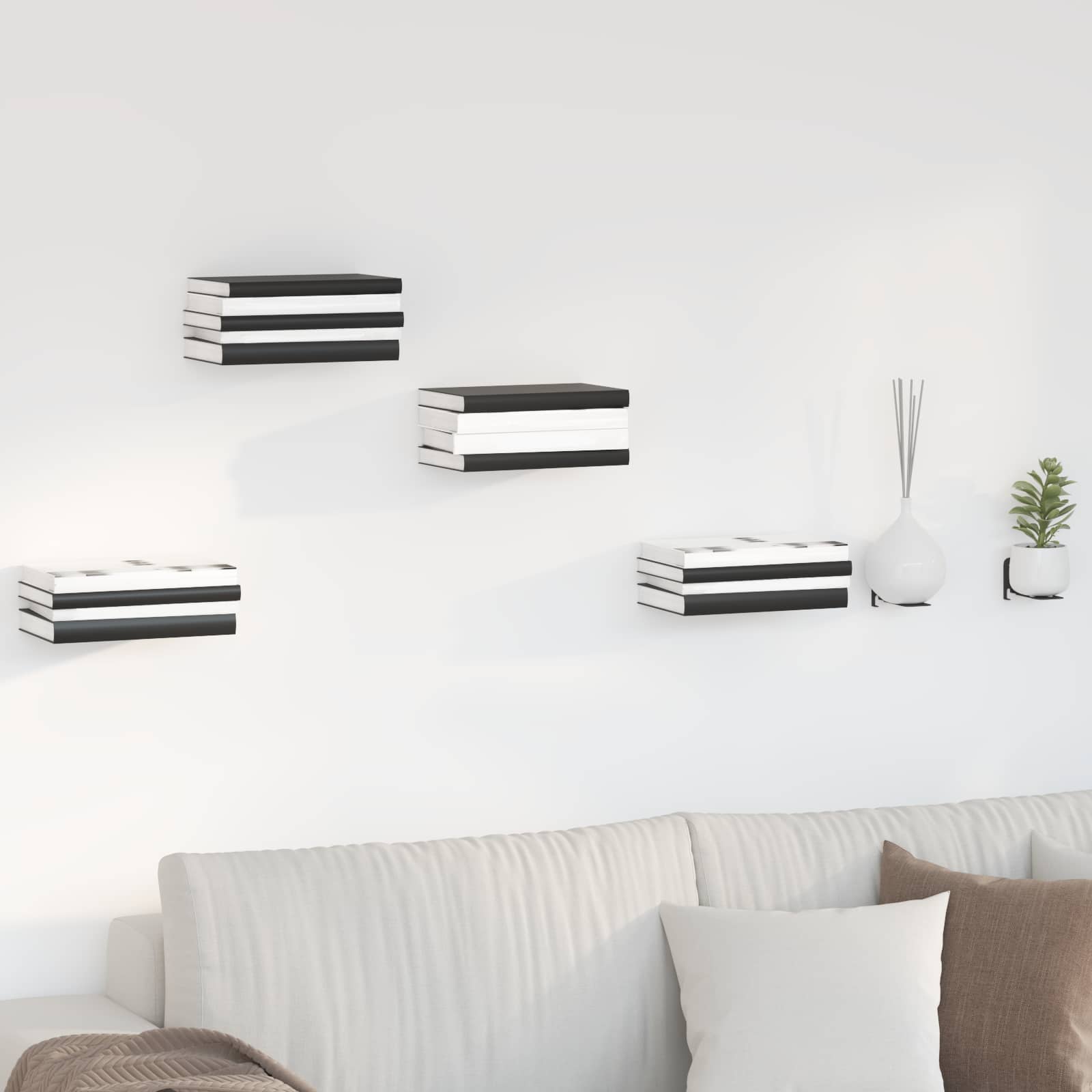 Unsichtbares Schwimmendes Regal 8 stk. Schwarz 6 x 11 x 6,5 cm