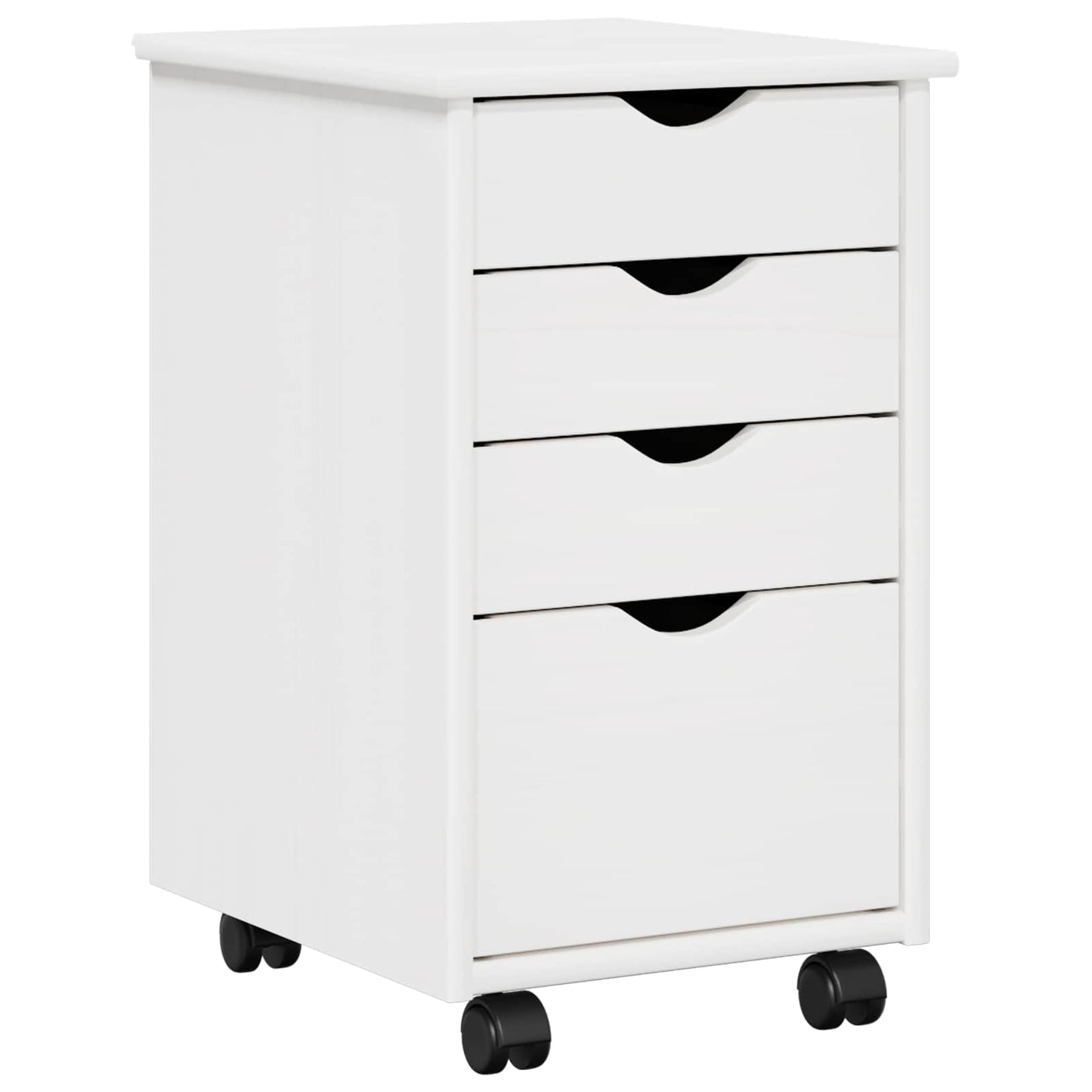 Rollschrank Mit Rad Weiß 34 x 39 x 56 cm Massives Kiefernholz
