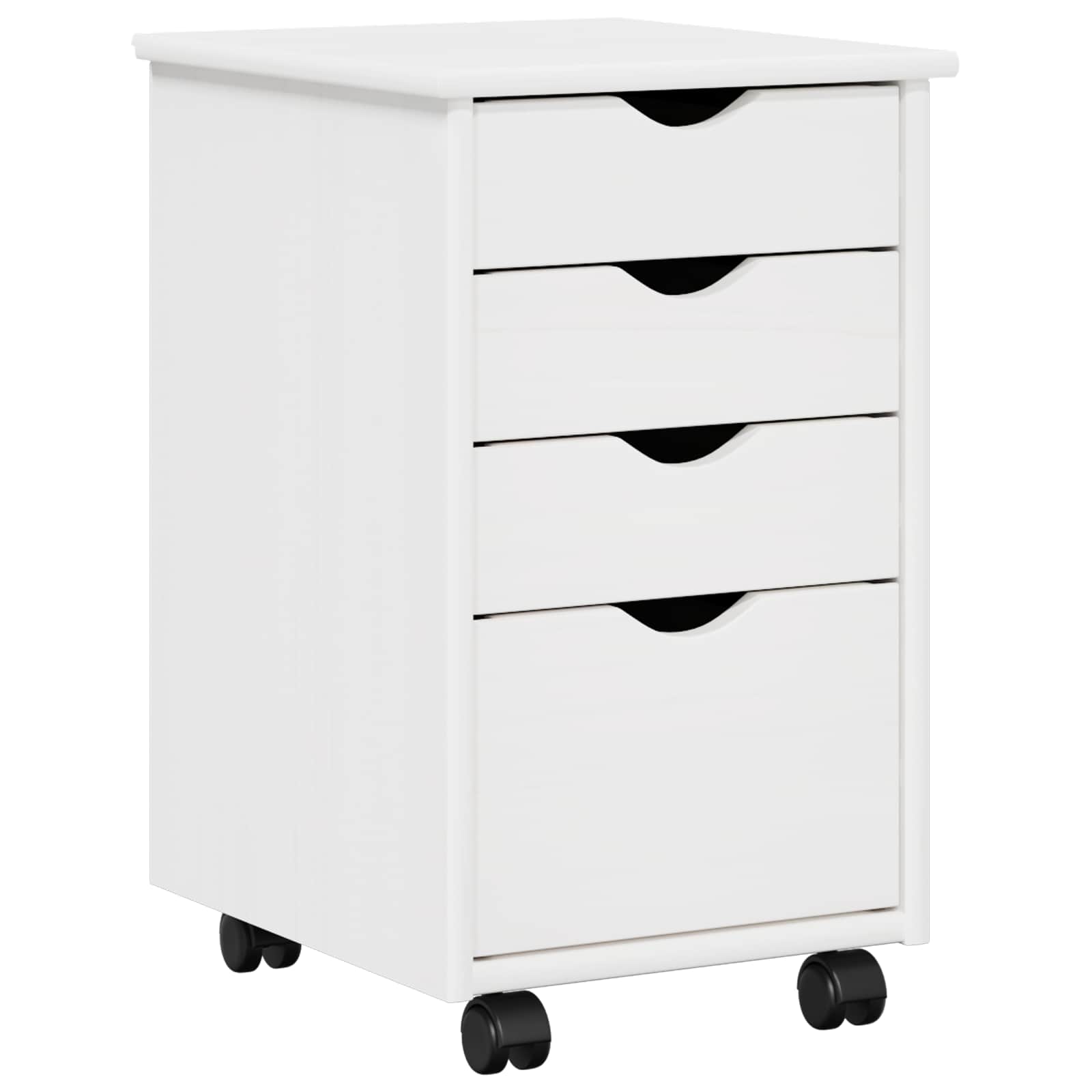 Rollschrank Mit Rad Weiß 34 x 39 x 56 cm Massives Kiefernholz