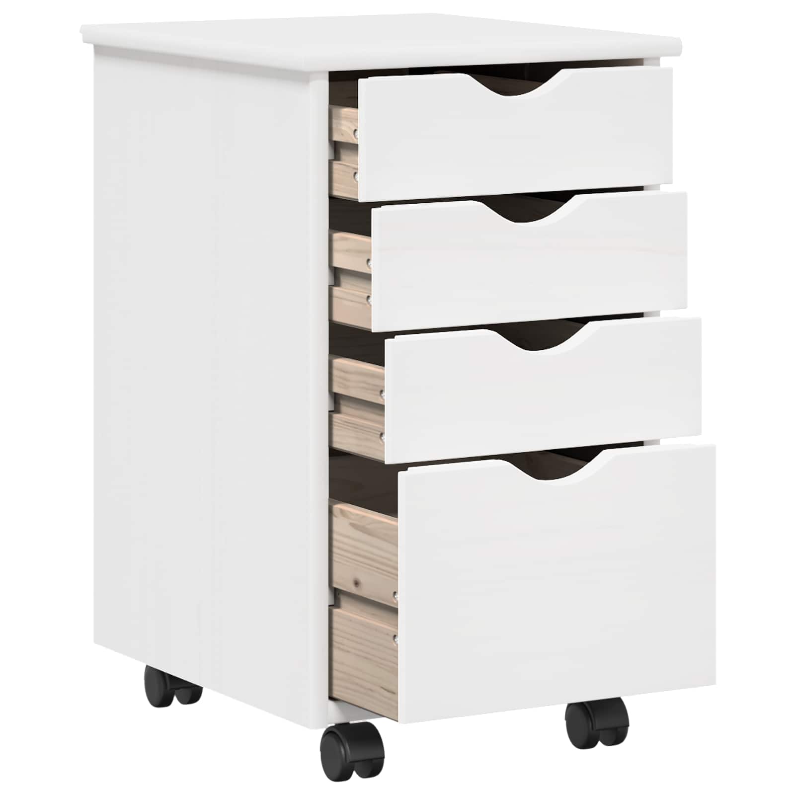 Rollschrank Mit Rad Weiß 34 x 39 x 56 cm Massives Kiefernholz