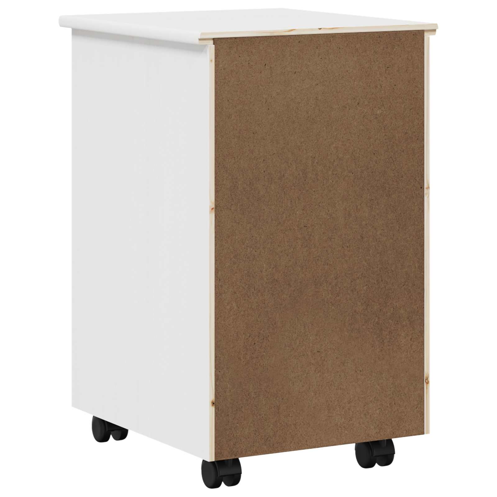 Rollschrank Mit Rad Weiß 34 x 39 x 56 cm Massives Kiefernholz