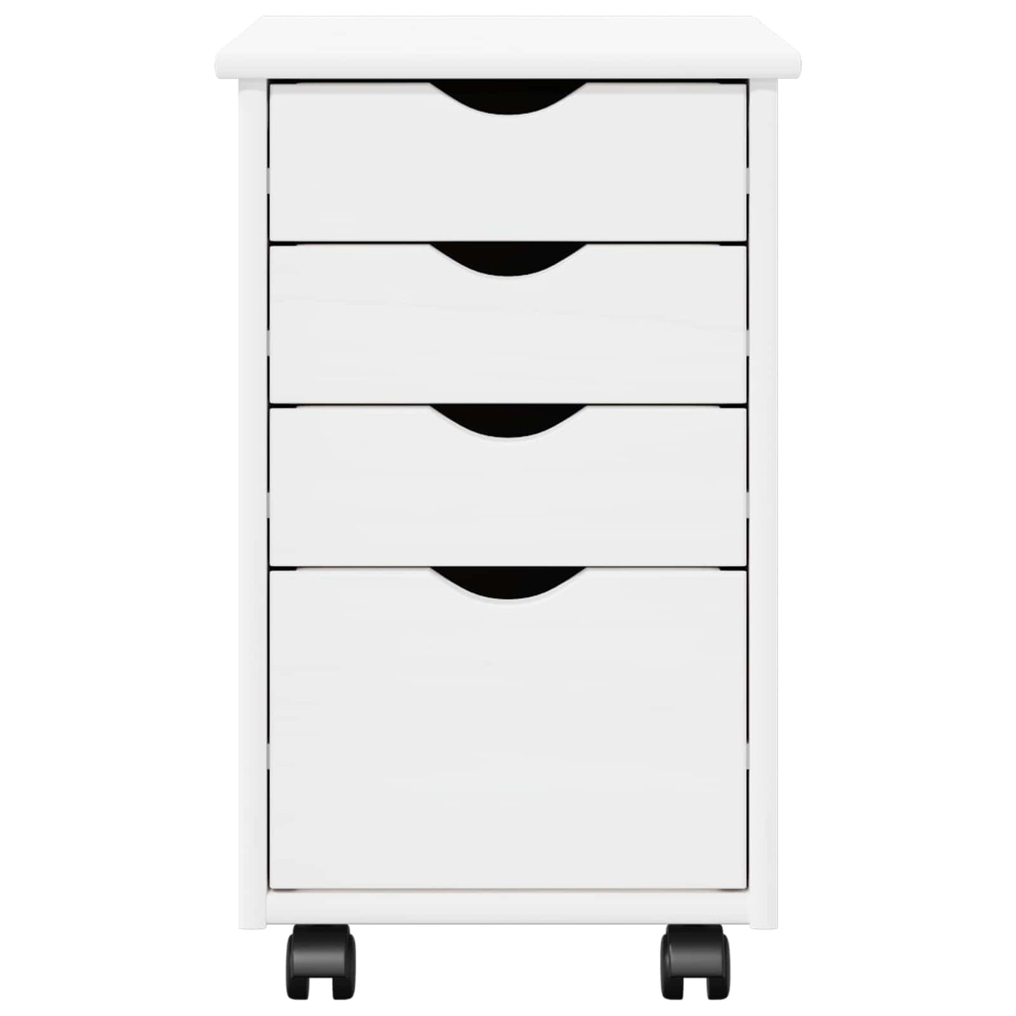 Rollschrank Mit Rad Weiß 34 x 39 x 56 cm Massives Kiefernholz