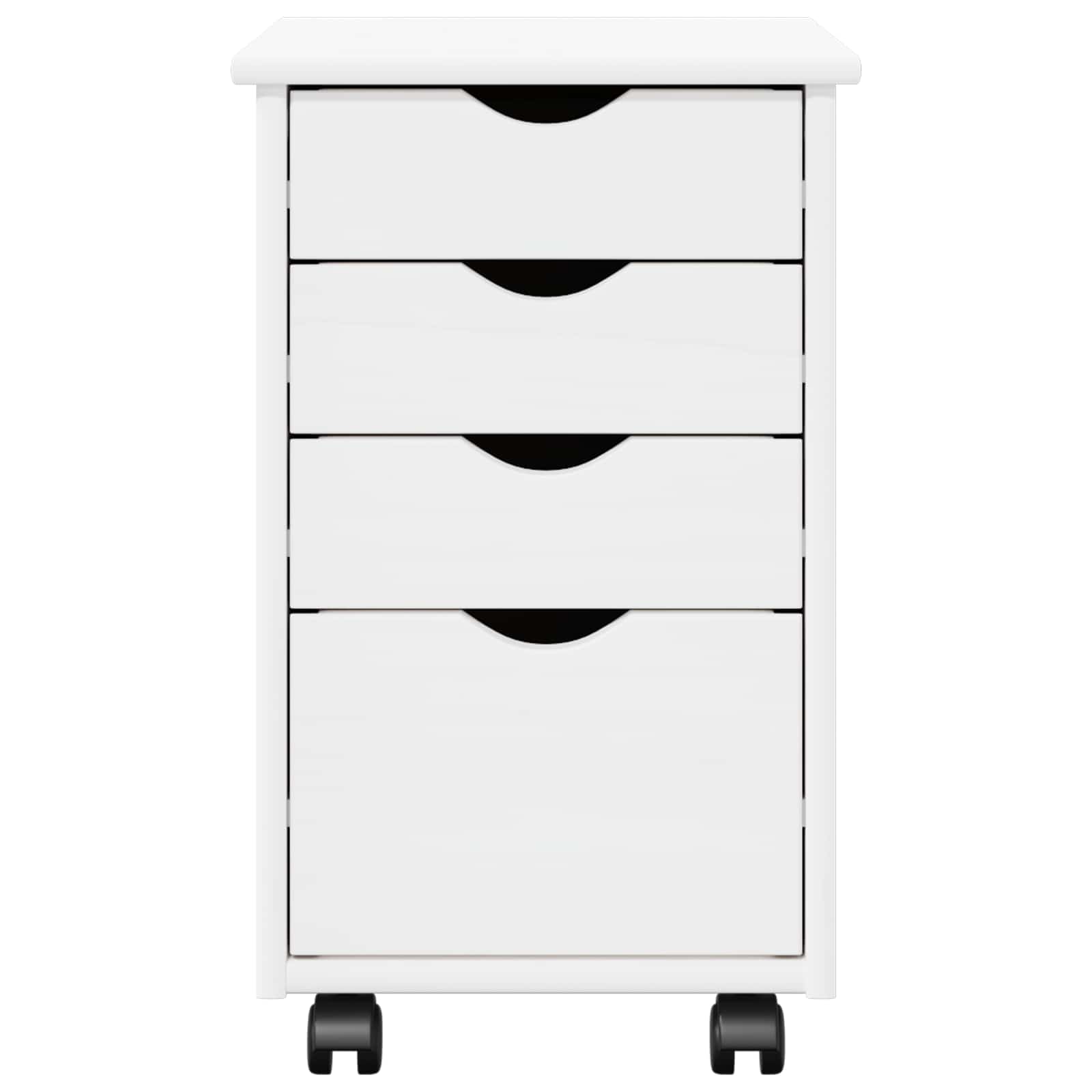 Rollschrank Mit Rad Weiß 34 x 39 x 56 cm Massives Kiefernholz