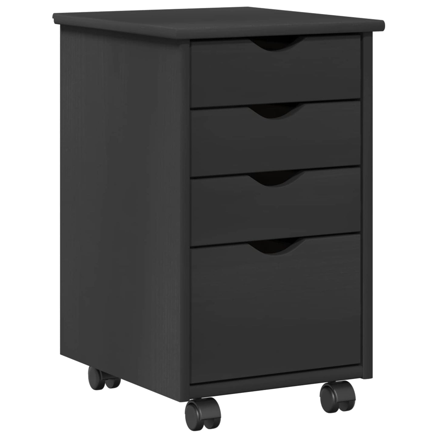 Rollschrank Mit Rad Grau 34 x 39 x 56 cm Massives Kiefernholz