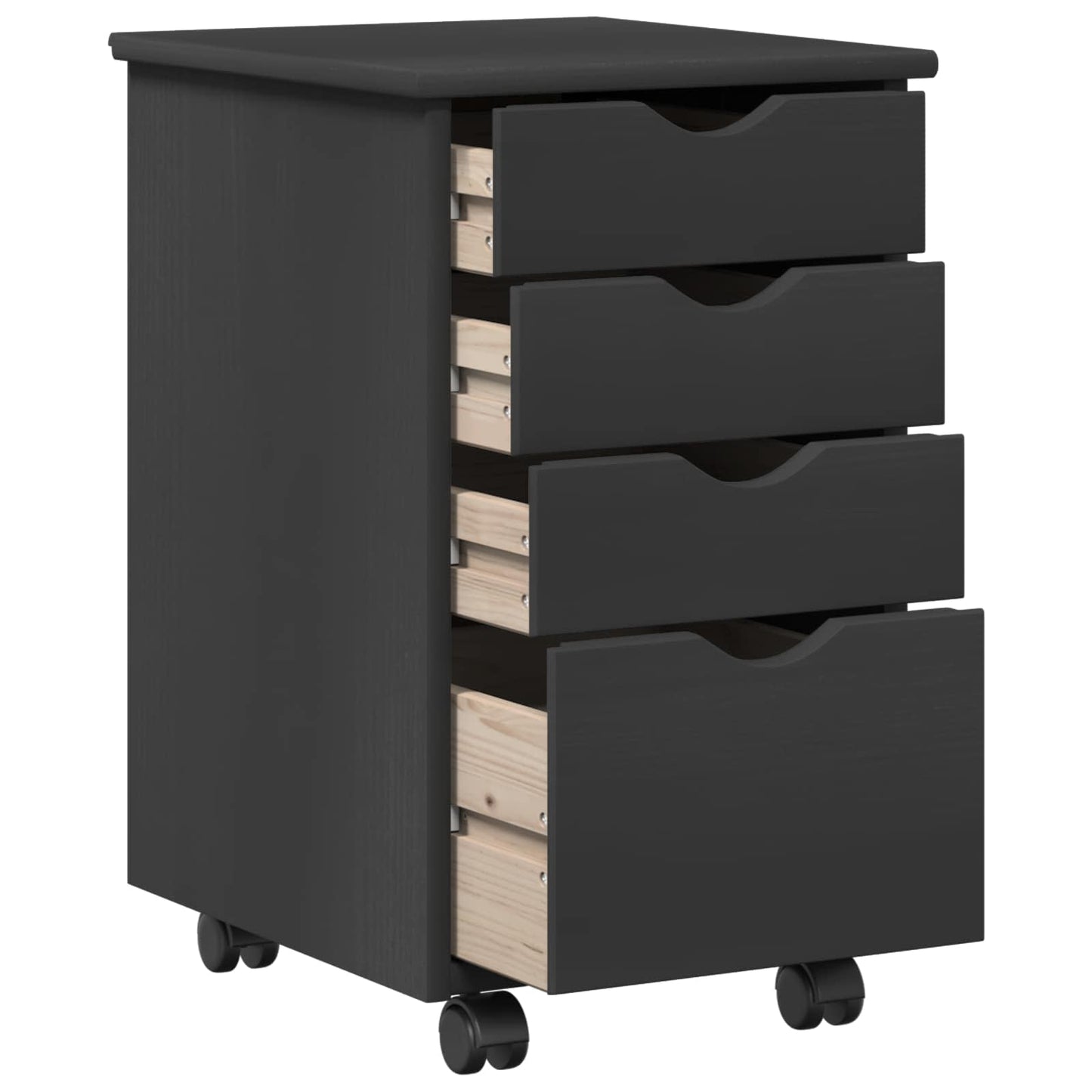 Rollschrank Mit Rad Grau 34 x 39 x 56 cm Massives Kiefernholz