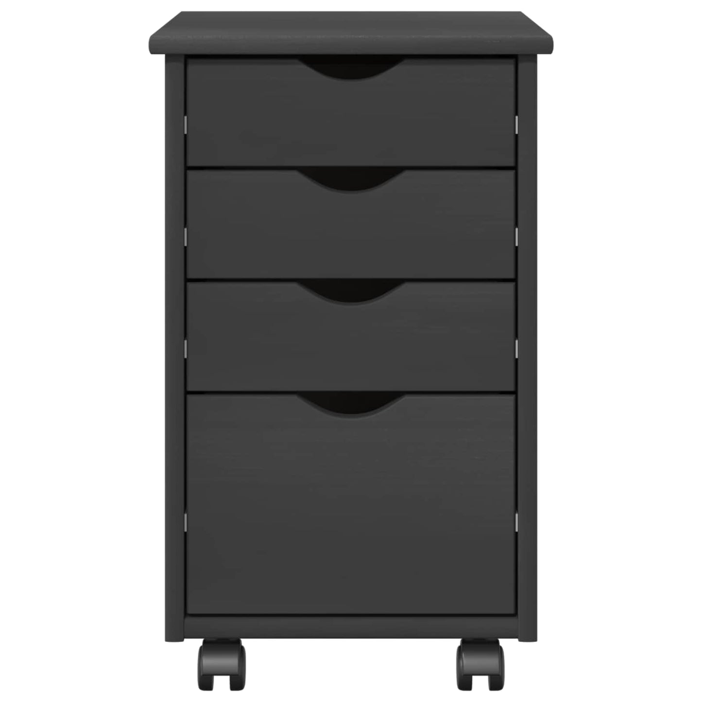 Rollschrank Mit Rad Grau 34 x 39 x 56 cm Massives Kiefernholz
