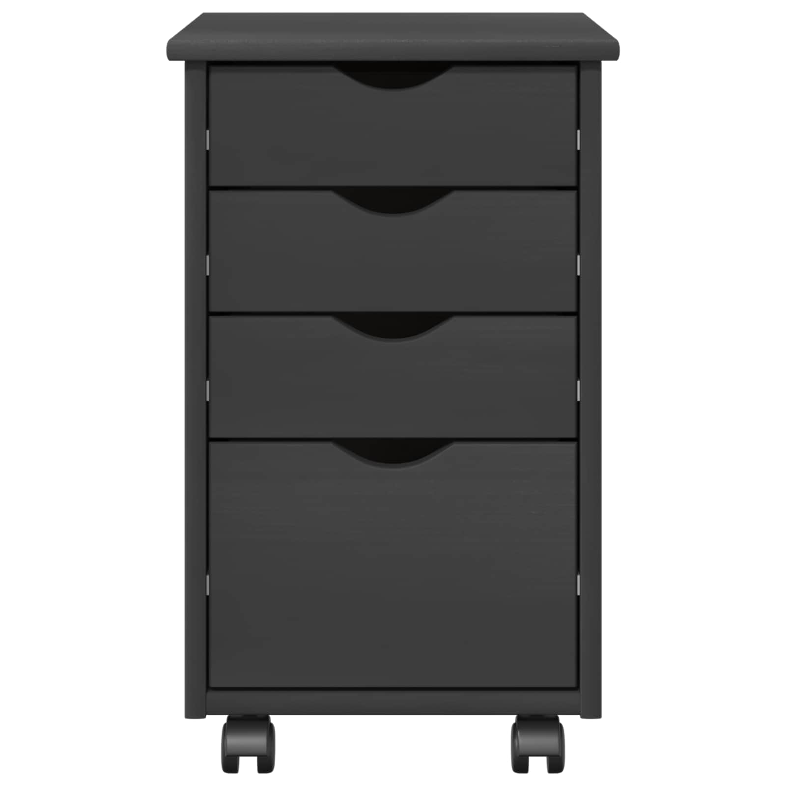 Rollschrank Mit Rad Grau 34 x 39 x 56 cm Massives Kiefernholz