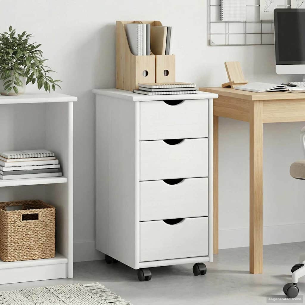 Rollschrank 34 x 39 x 65,5 cm Massivholz Kiefer Weiß