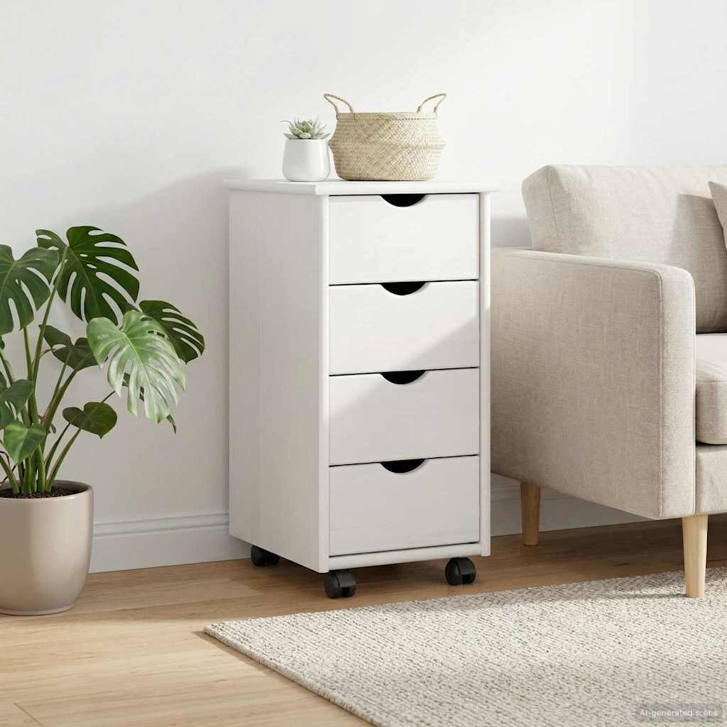 Rollschrank 34 x 39 x 65,5 cm Massivholz Kiefer Weiß