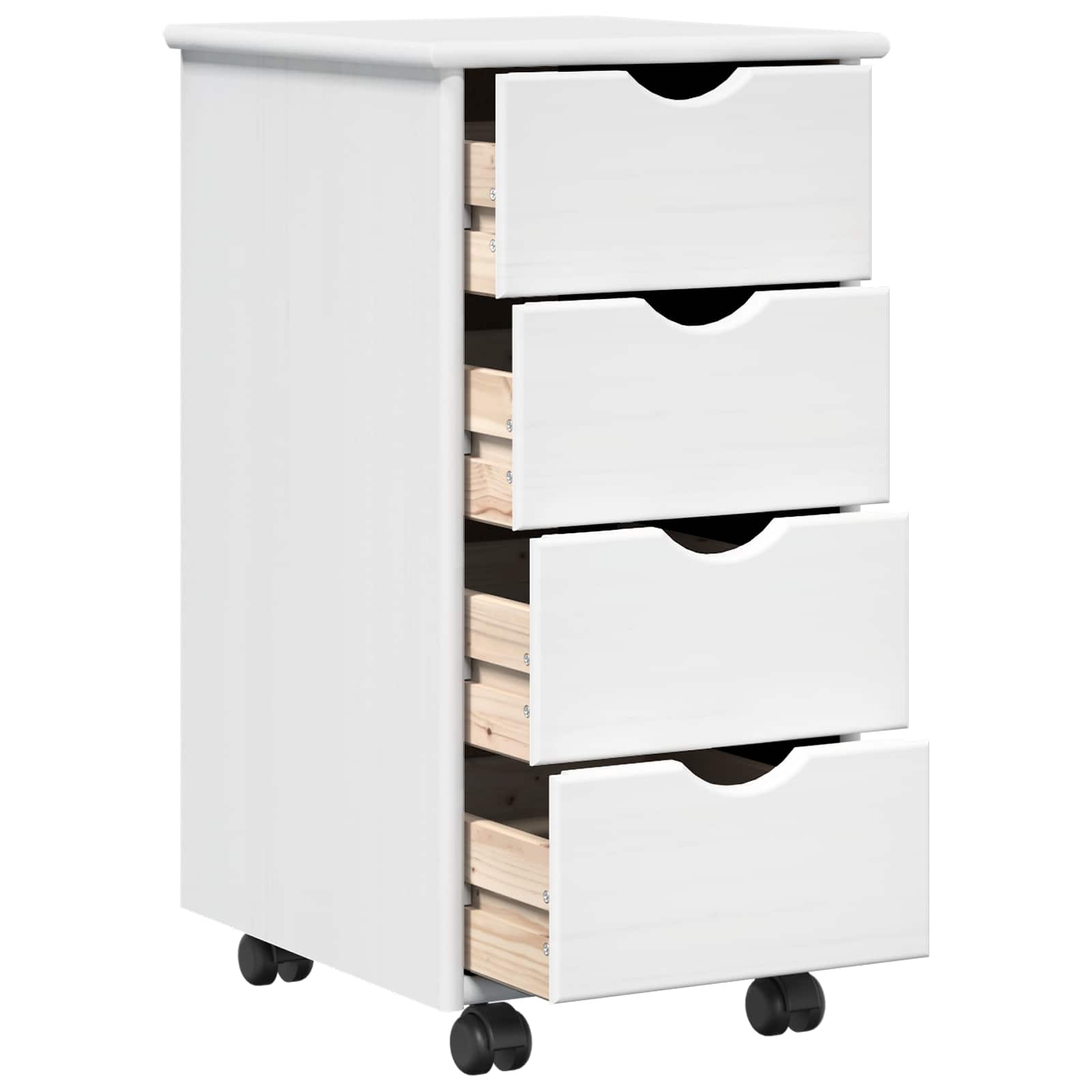 Rollschrank 34 x 39 x 65,5 cm Massivholz Kiefer Weiß