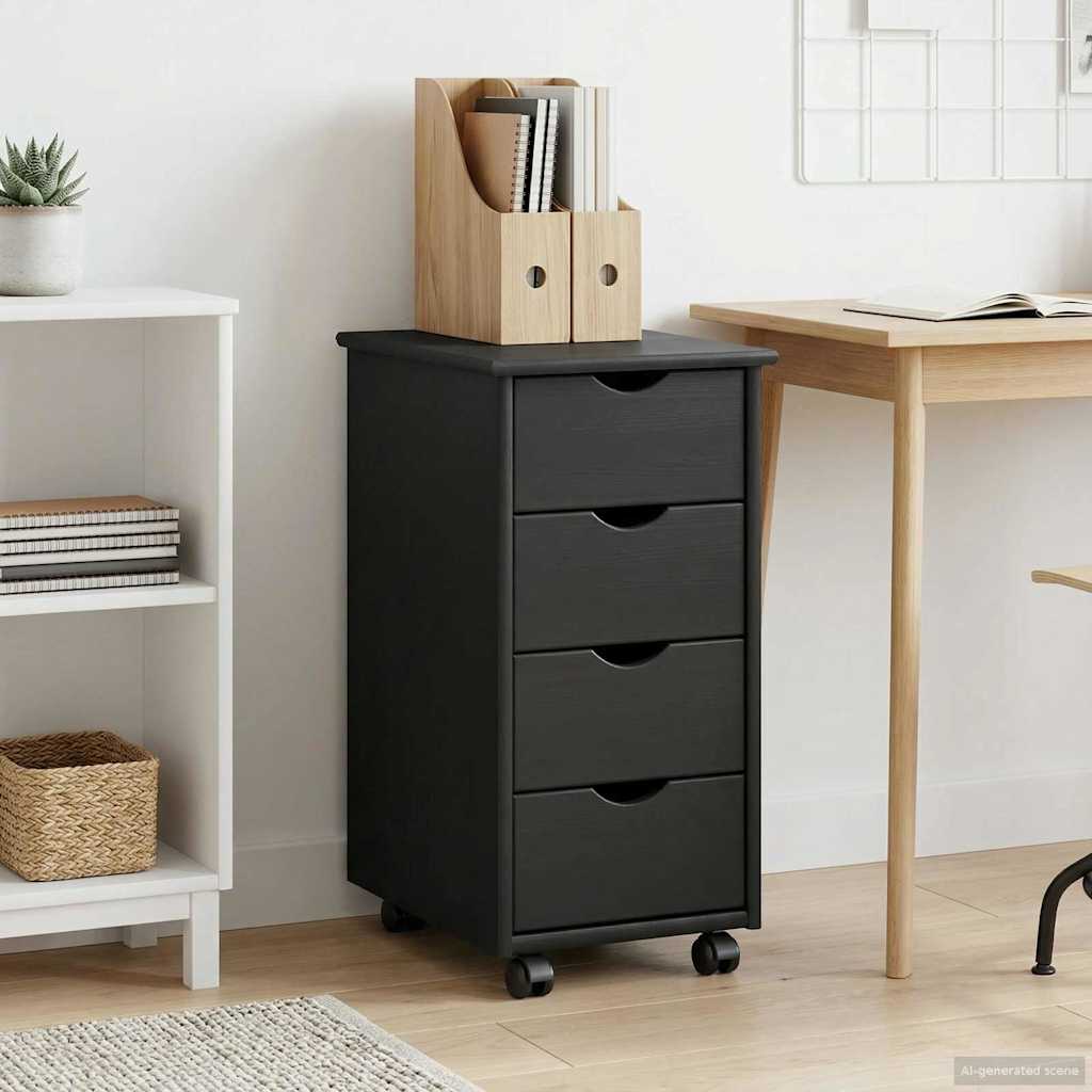 Rollschrank 34 x 39 x 65,5 cm Massivholz Kiefer Grau