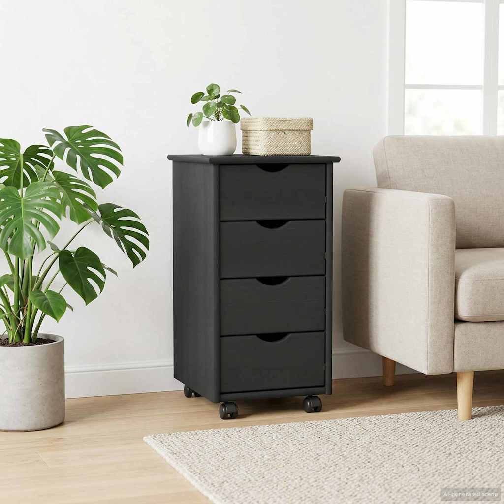 Rollschrank 34 x 39 x 65,5 cm Massivholz Kiefer Grau