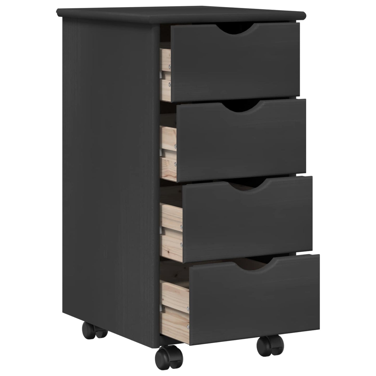 Rollschrank 34 x 39 x 65,5 cm Massivholz Kiefer Grau