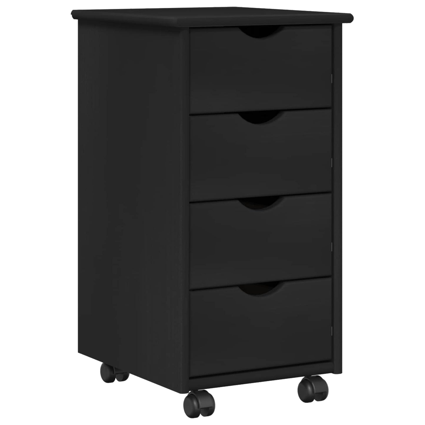 Rollschrank 34 x 39 x 65,5 cm Massivholz Kiefer Schwarz