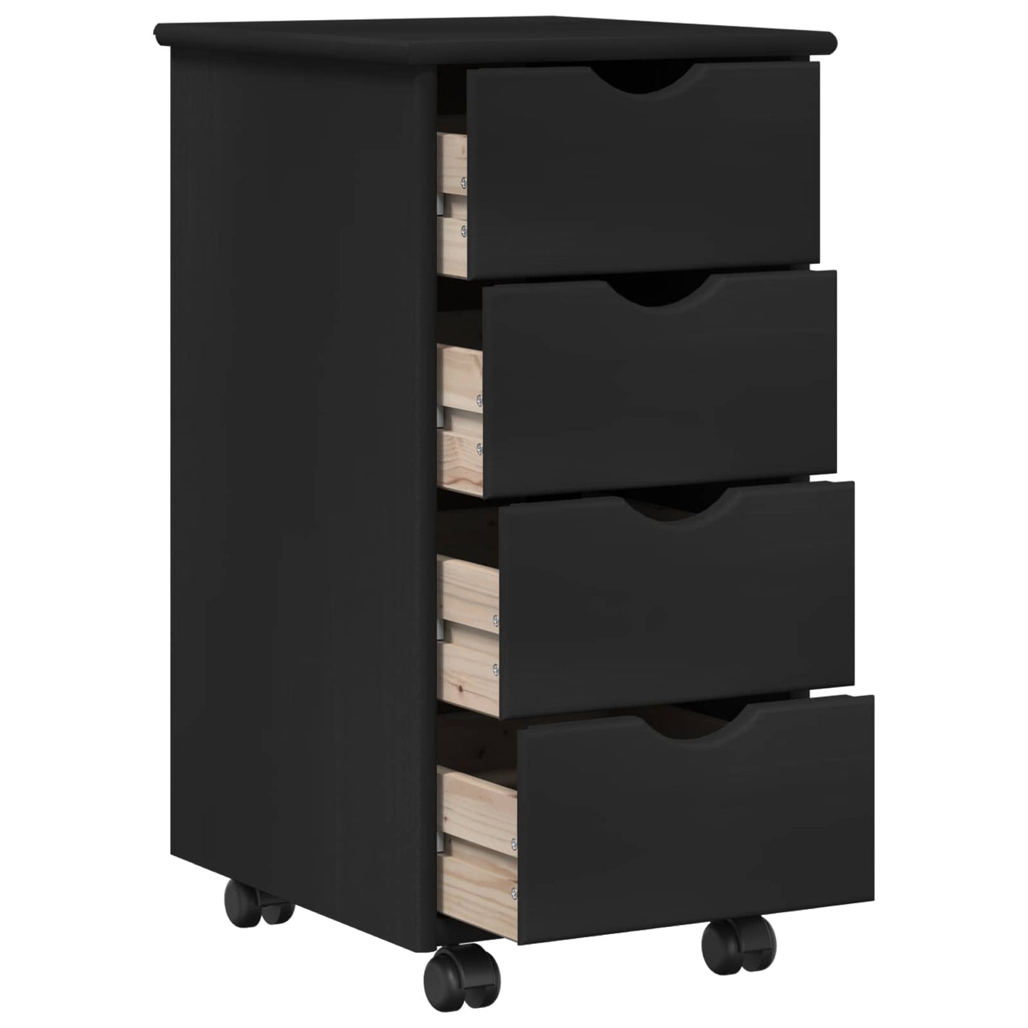 Rollschrank 34 x 39 x 65,5 cm Massivholz Kiefer Schwarz