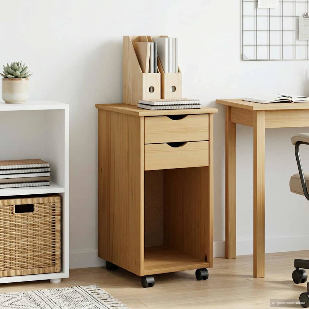 Rollschrank 34 x 39 x 65,5 cm Massives Kiefernholz Honigbraun