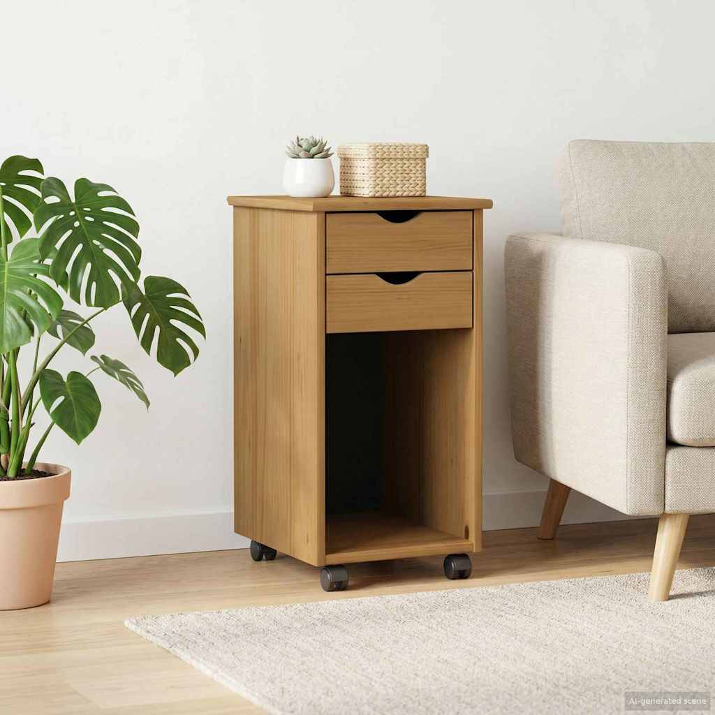 Rollschrank 34 x 39 x 65,5 cm Massives Kiefernholz Honigbraun
