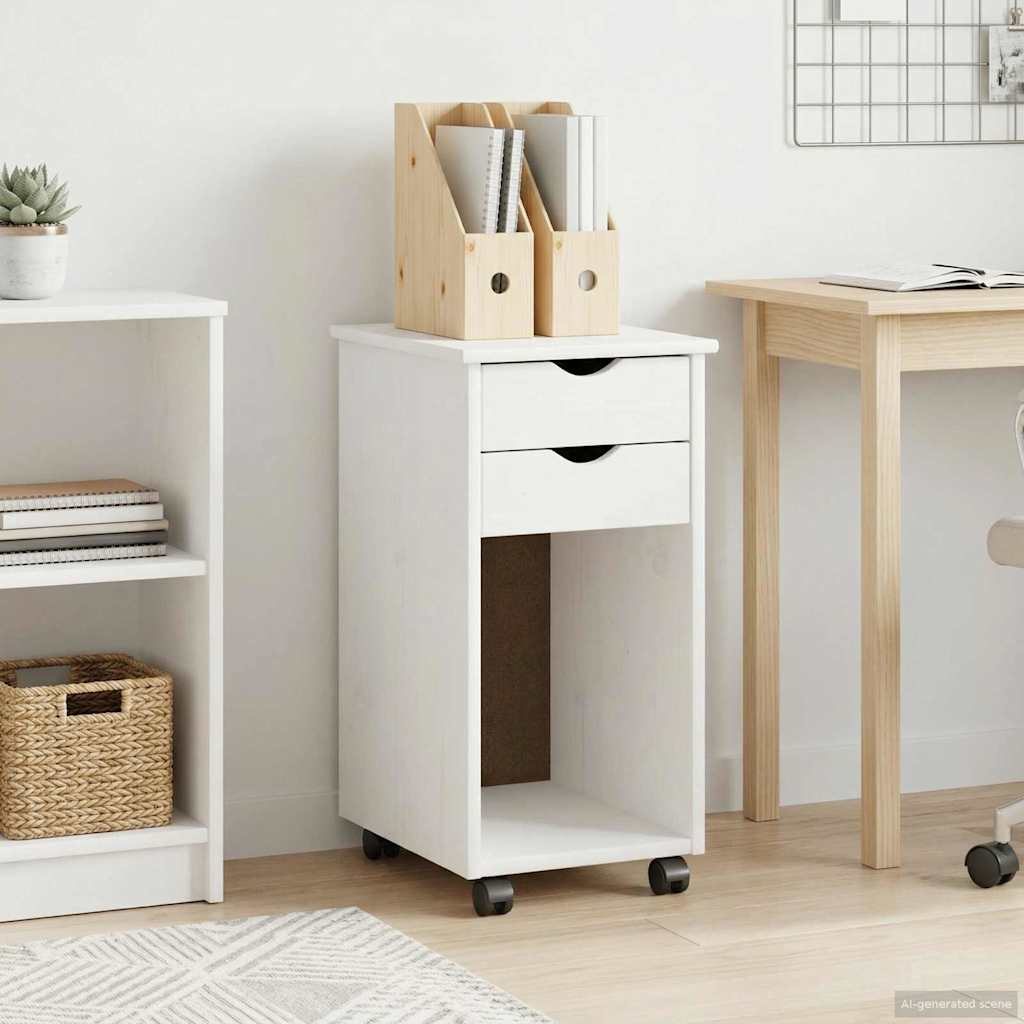 Rollschrank 34 x 39 x 65,5 cm Massives Kiefernholz Weiß