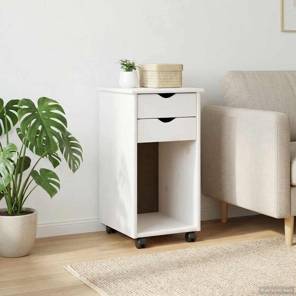 Rollschrank 34 x 39 x 65,5 cm Massives Kiefernholz Weiß