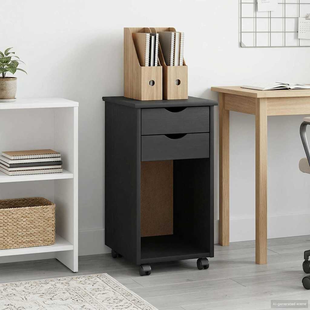 Rollschrank 34 x 39 x 65,5 cm Massives Kiefernholz Grau