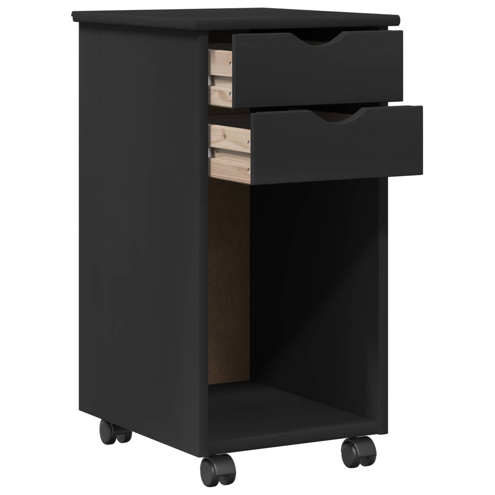 Rollschrank 34 x 39 x 65,5 cm Massives Kiefernholz Schwarz