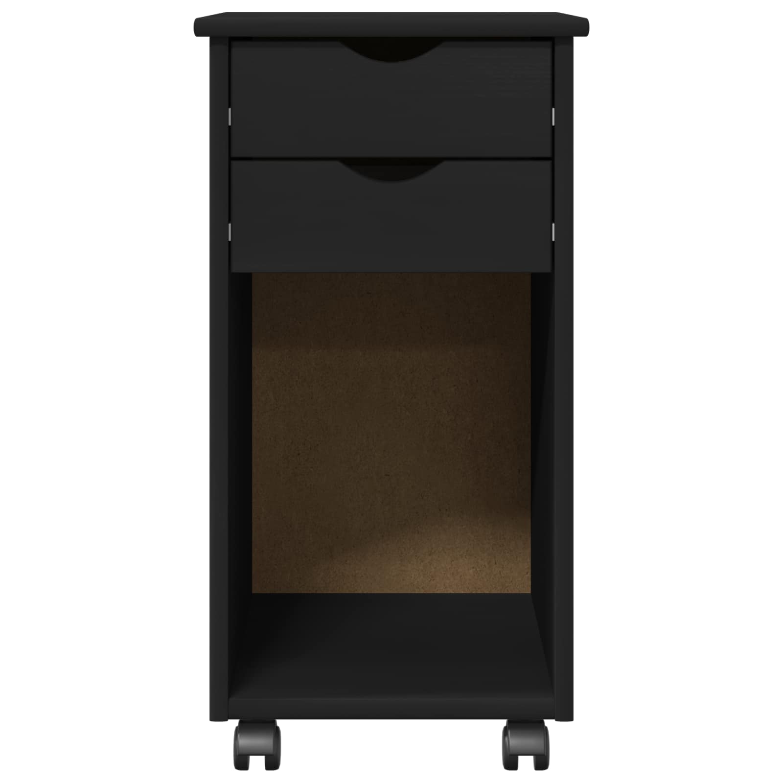 Rollschrank 34 x 39 x 65,5 cm Massives Kiefernholz Schwarz
