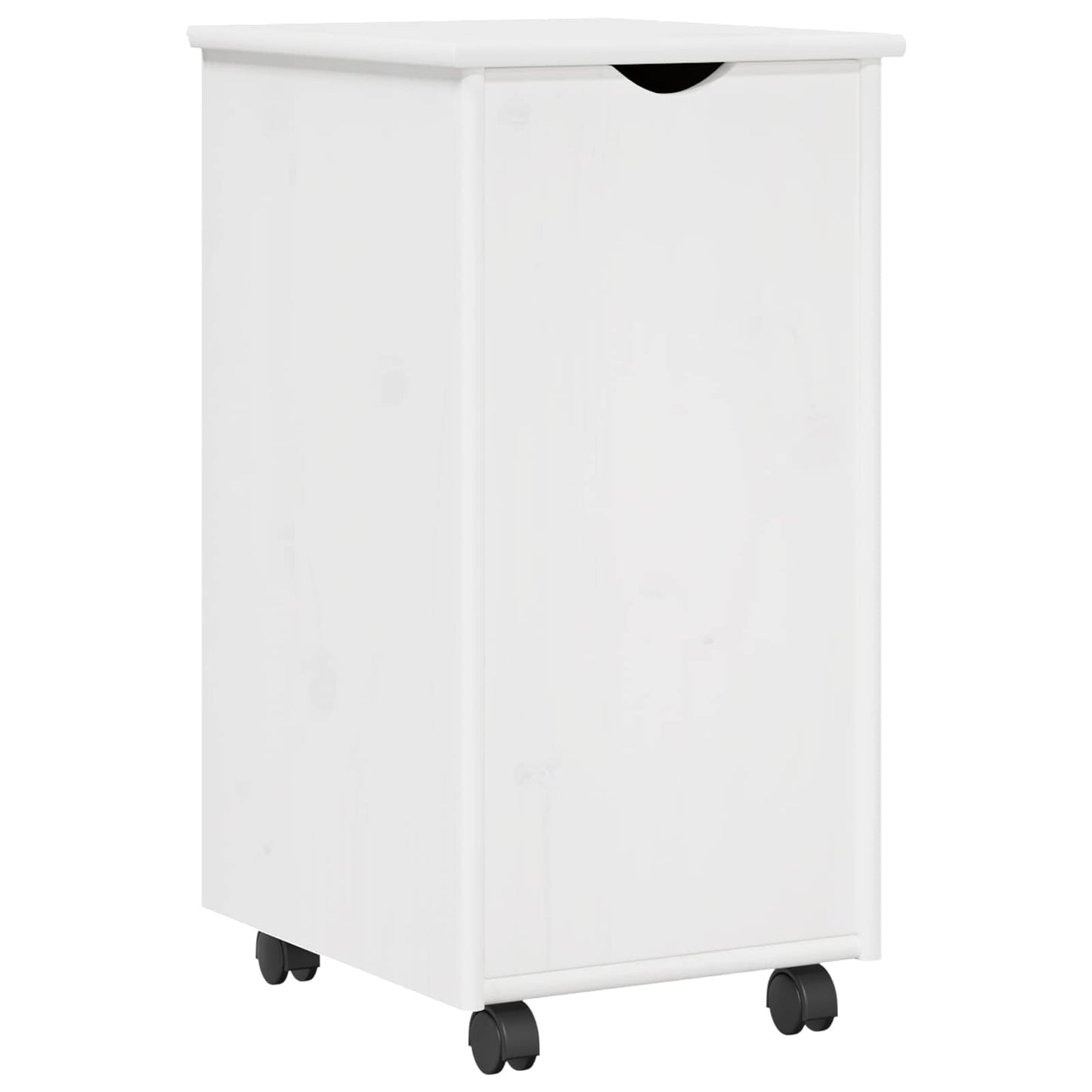 Rollschrank Mit Rad Weiß 34 x 39 x 65,5 cm Massivholz Kiefer