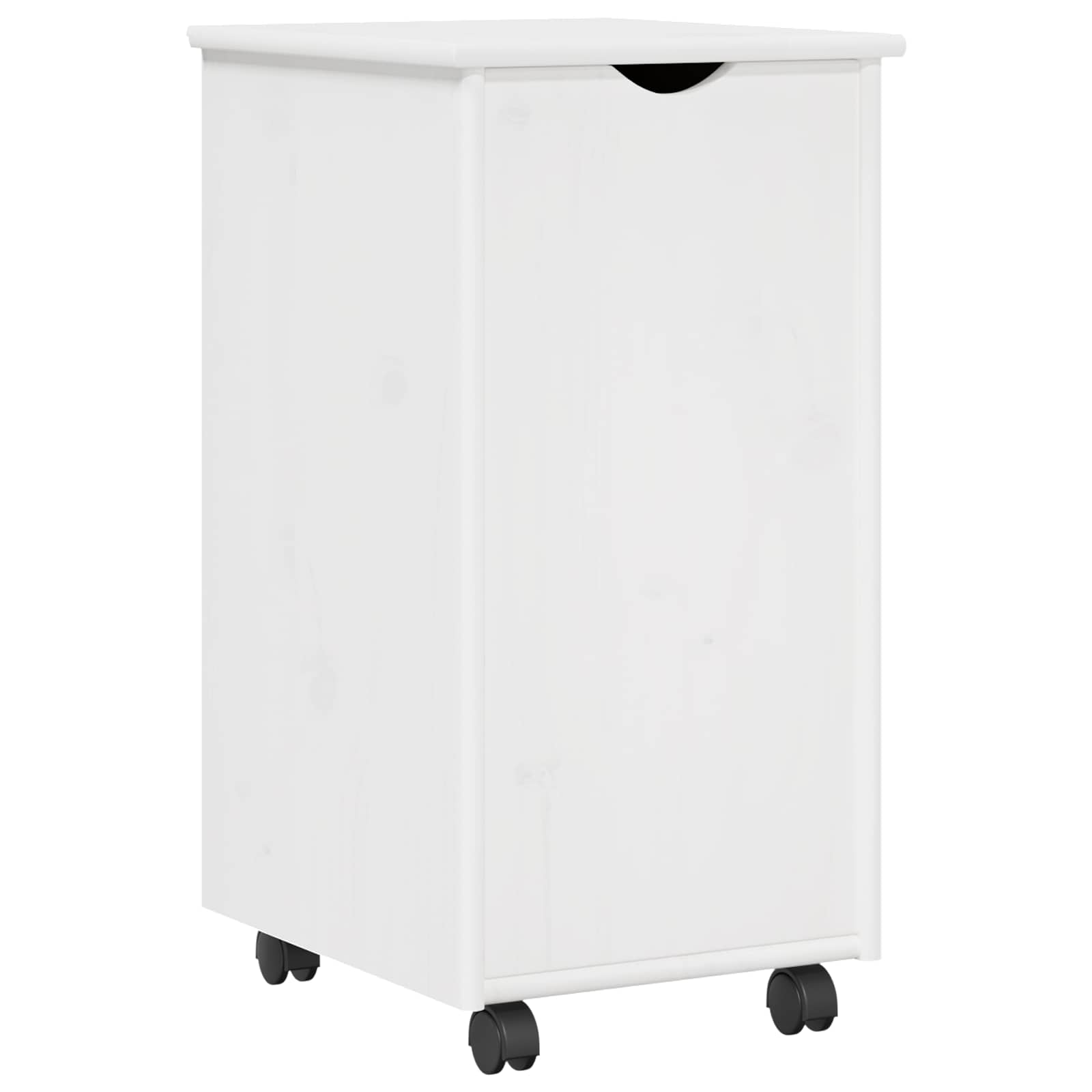 Rollschrank Mit Rad Weiß 34 x 39 x 65,5 cm Massivholz Kiefer
